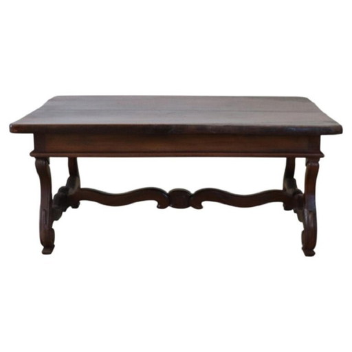 Mesa de centro de nogal macizo, Italia, principios del siglo XX.