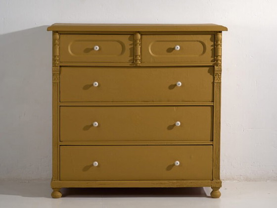 Large antique mustard chest of drawers (c.1920) #78 – Rustic (photo 30 of 40)
