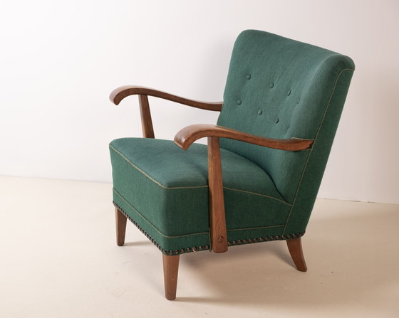 Image 1 of Dänischer Loungesessel im Stil von Fritz Hansen, 1930er Jahre Dänemark