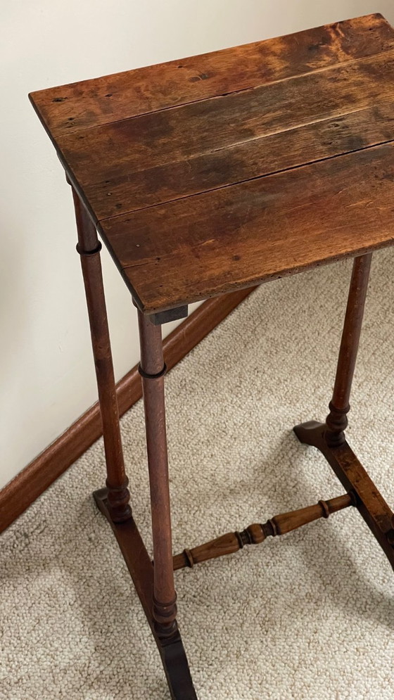 Image 1 of Antique Turned Wood Bedside Table