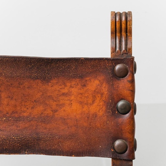 Image 1 of SET VON 6 ESSZIMMERSTÜHLEN AUS BRAUNEM HOLZ UND LEDER AUS DEM SPÄTEN 19. JAHRHUNDERT