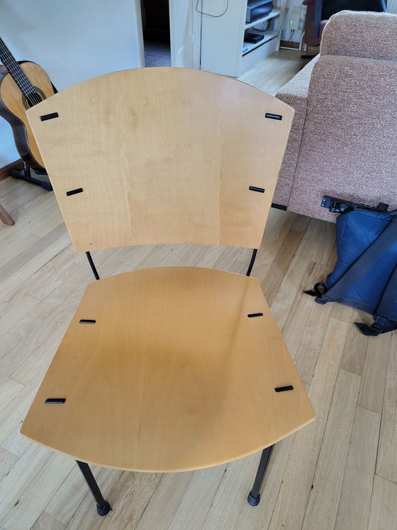 Ein Set von 6 Arflex Elasta Stühlen, Esszimmerstühle, Metall, Gummi, Beige (Foto 3 von 6)
