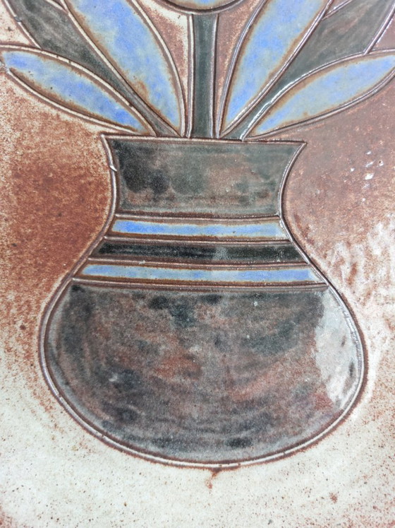 Image 1 of Marie-Henriette Bataille para Atelier Dour - Placa de pared de cerámica de mediados de siglo (Bélgica, década de 1960)