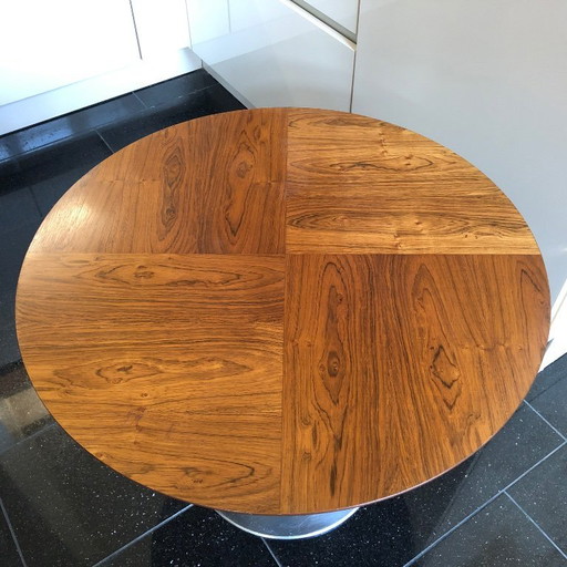 Rare opal side table tulip base walnut star veneer