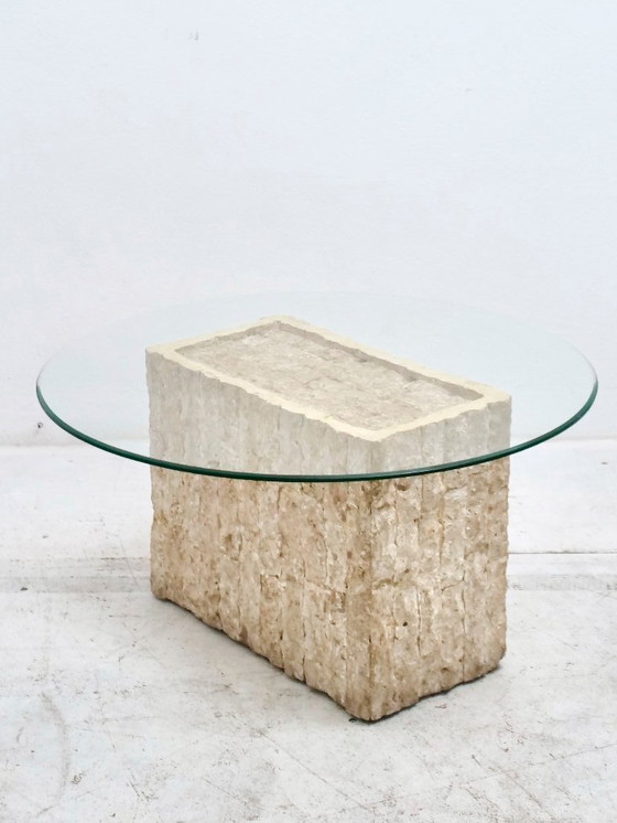 Image 1 of Tavolino laterale in travertino stile grezzo
