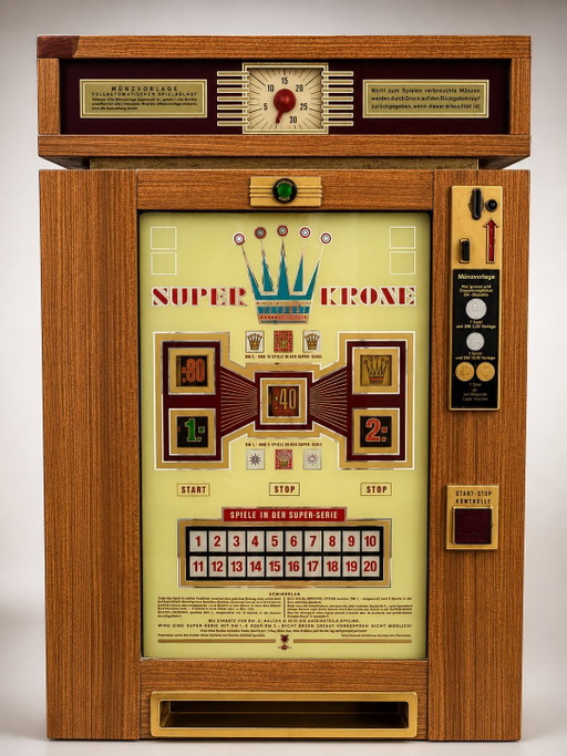 Machine à sous Super Krone vintage – Pièce de collection rare au design rétro