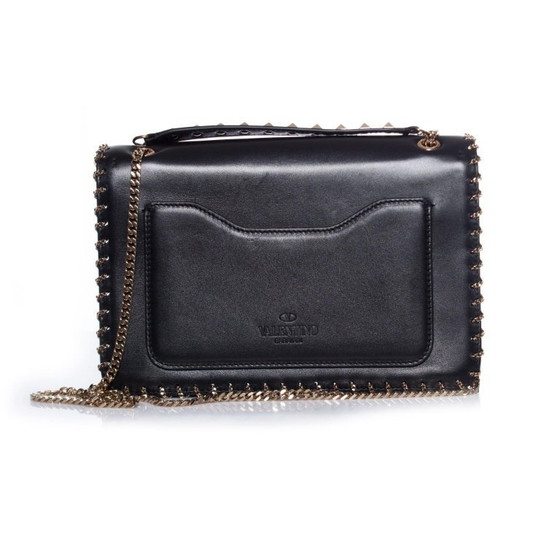 Image 1 of Borsa a tracolla Valentino Demiune in pelle nera con catena.