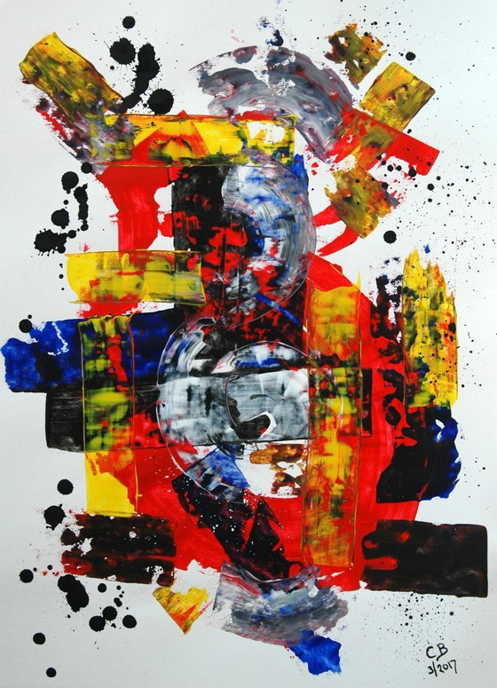 Image 1 of CB.Abstract op papier 24/25 tweeluik kunstwerk