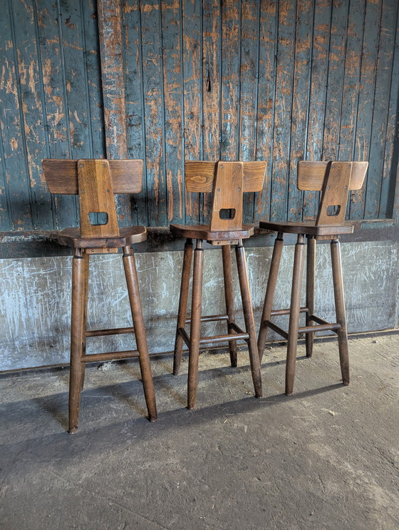 Image 1 of Midcentury brutalist barstools, 1970s