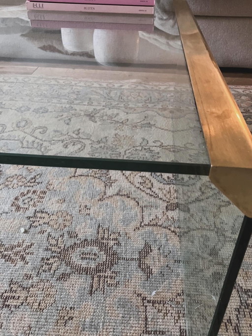 Table basse vintage Gallotti & Radice, modèle T33, verre et laiton