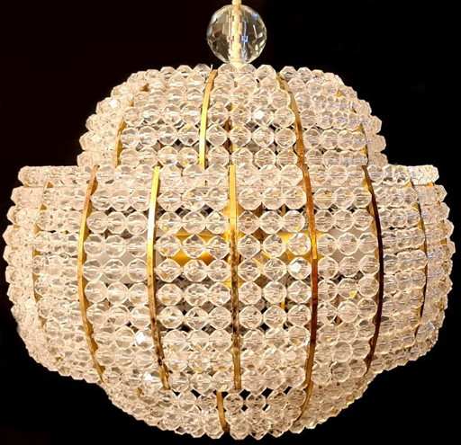 Lampadario vintage di metà secolo – kroonluchters, Crystal, Glass