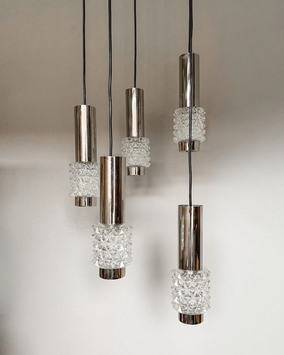 Image 1 of Lampada a sospensione vintage a cascata con 5 luci