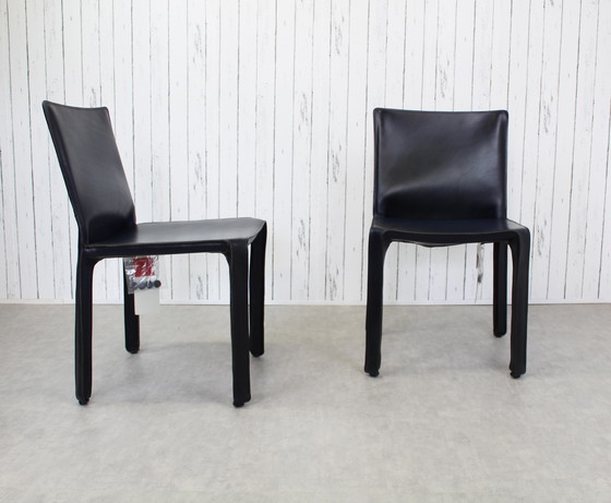 Image 1 of Set Of 2 Cab 412 Chairs Di Mario Bellini Cassina Seats