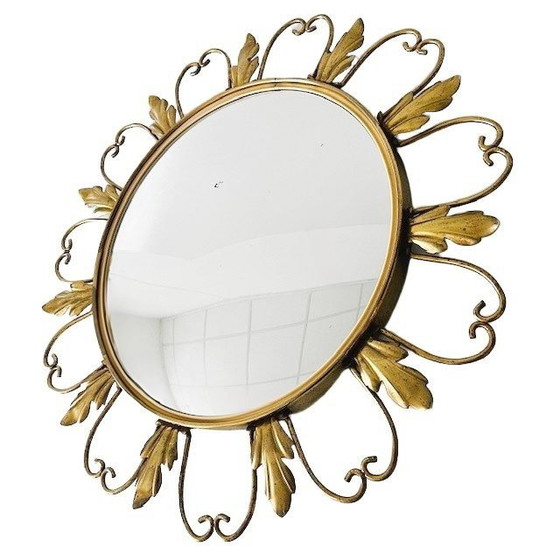 Image 1 of Specchio da maggiordomo vintage Deknudt Sunburst di metà secolo, circa anni '60