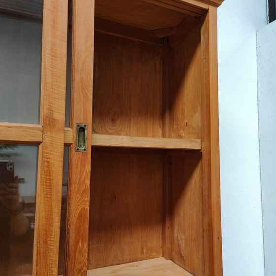 Image 1 of Vintage French country sideboard cabinet, wall cabinet kitchen cabinet Teakwood