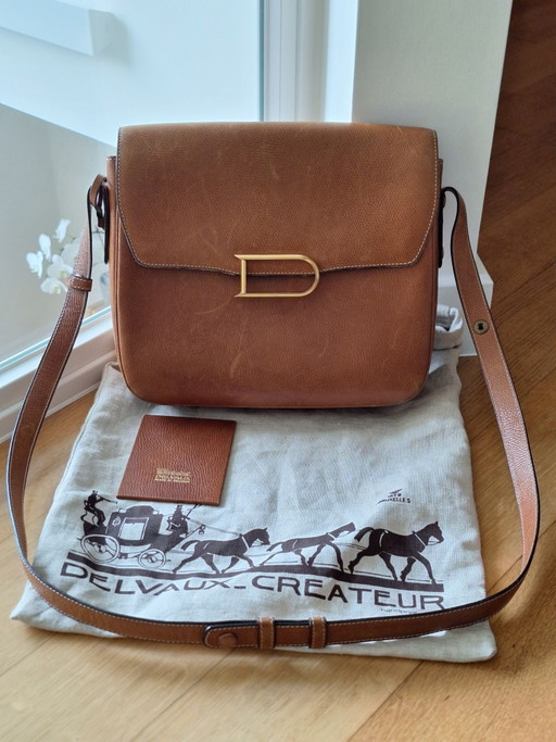 Delvaux Vintage 'D' Crossbody / Shoulder Bag – Cognac Calfskin (Complete Set)