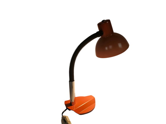 Image 1 of Design olandese - Hala Zeist - Olanda - modello 704A - collo flessibile - cromo - arancione - anni '70