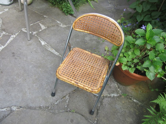 Image 1 of Child's chair chrome bamboo/rattan vintage modernist 70's