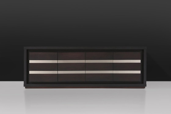 Image 1 of Brutalist Mid-century Belgian Black Oak Sideboard, Belgium 1970s