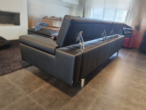 Image 1 of JORI Shiva Black Leather Sofa + Ottoman – Perfect Condition!