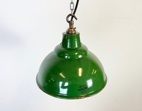 Image 1 of Industrial Green Enamel Factory Pendant Lamp from Maxlume, 1960s