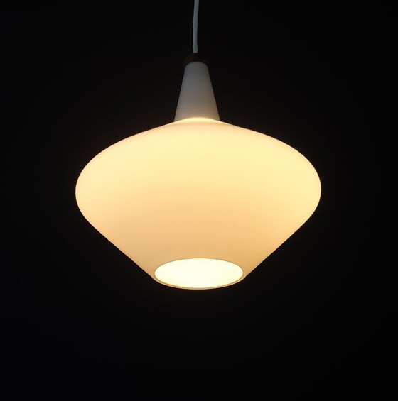 Image 1 of Vintage milk glass pendant lamp, mcm lamp, minimalist hall lamp