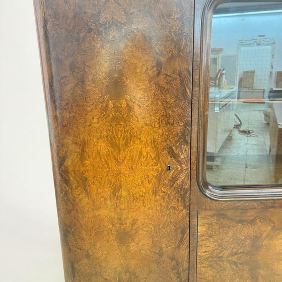 Image 1 of Art Deco bookcase/wall cabinet - Germany around 1930 - by EHD made of walnut with veneered fronts