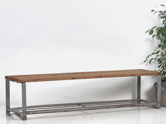 Vintage industrial style bench (c.1950) #46 – Benches, Wood, Metal, Industrieel (photo 2 of 9)