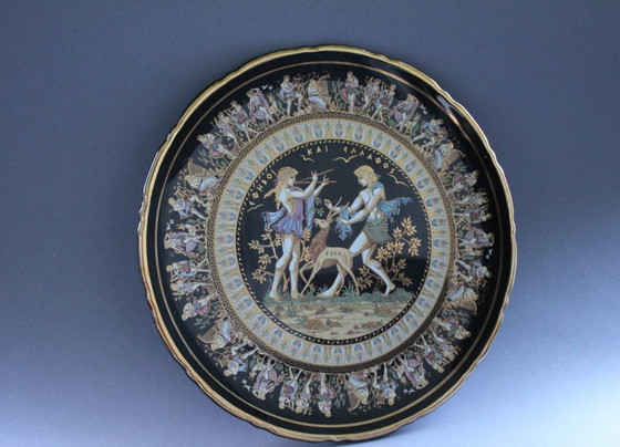 Image 1 of Placa de pared con pintura en oro de 24 quilates, hecha a mano por Ibiscus Keramik Grecia.