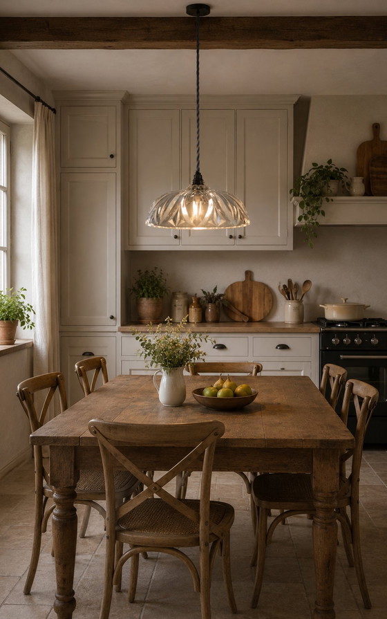 Image 1 of Sfeervolle grote glazen lamp met mooi patroon.