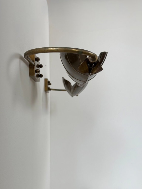 Image 1 of Coppia di applique vintage, ottone patinato, Francia, 1970