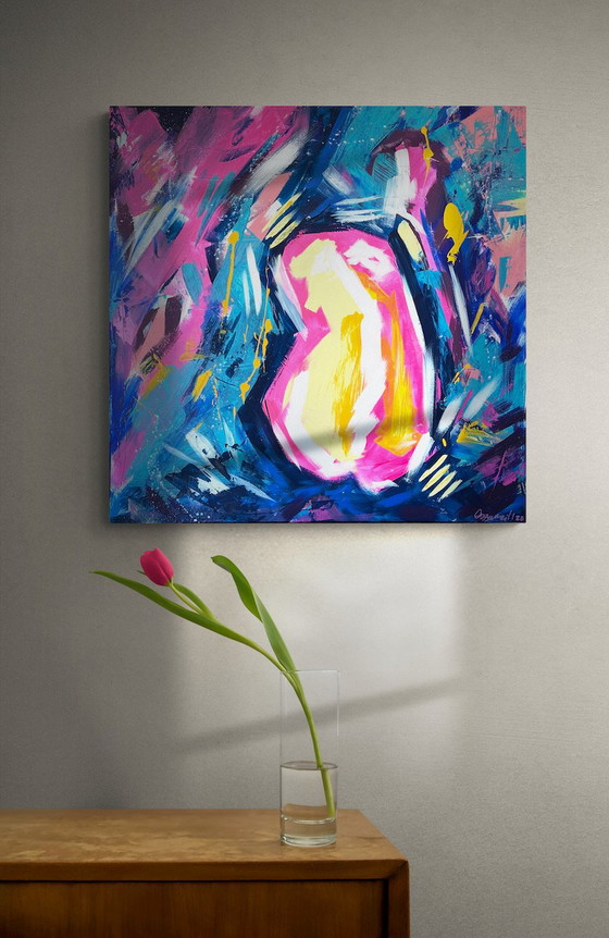 Image 1 of Genesis – Birth of Form | Abstract Figurative Expression | Original Acrylic Painting | 70×70 cm |