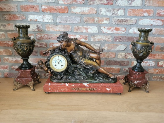 Image 1 of Juego de relojes franceses antiguos de 3 piezas (aprox. 1890-1910) – Signé Guillemin