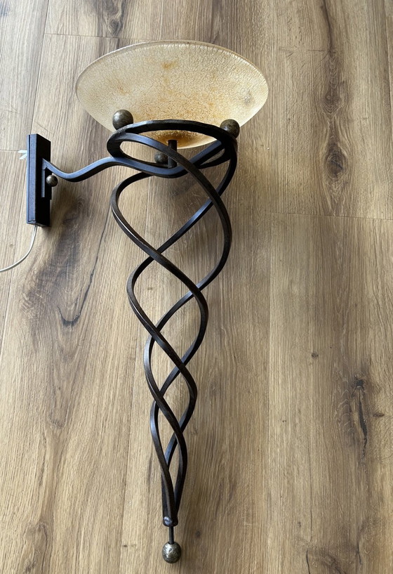 Image 1 of Coppia di applicazioni Terzani « Antinea » – ferro forgiato e vetro di Murano – Jean-François Crochet