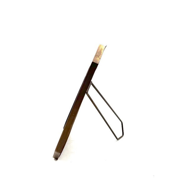 Image 1 of Marco de fotos moderno de mediados de siglo en latón y madera – Al estilo de Gabriella Crespi, Italia, década de 1970