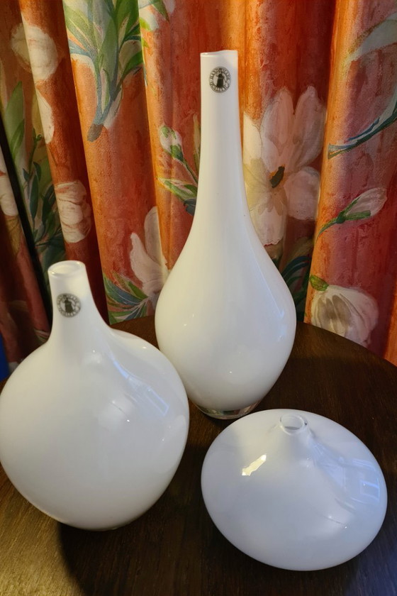 Image 1 of 3x Johanna Jelinek ontwerp Älmhult Zweden, set glazen vazen in Salong-stijl