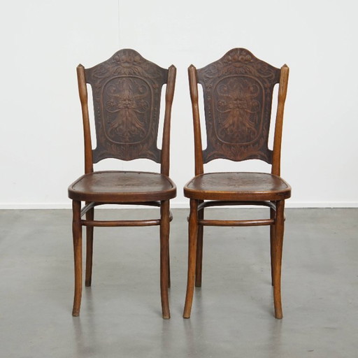 Set of 2 original Jacob and Josef Kohn bentwood Thonet design chairs from early 20th century