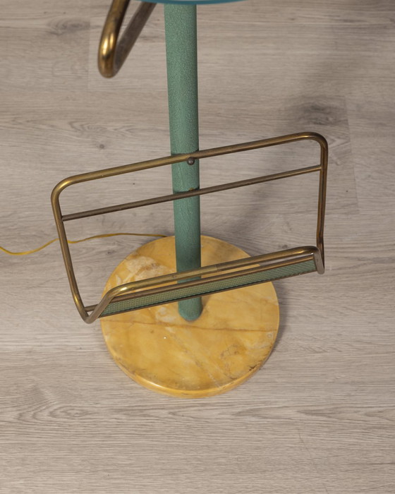Image 1 of Vintage 1950s coffee table with lamp and magazine rack Italian design 