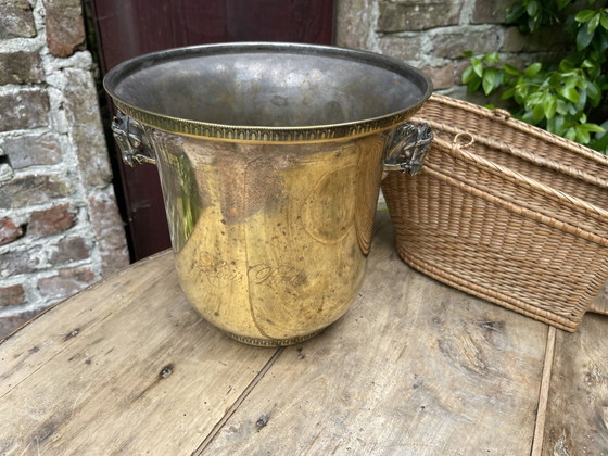 Image 1 of Enfriador de champán Enfriador de vino Louis Roederer plateado con cabezas de caballos