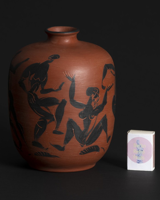 Image 1 of Einzigartige handbemalte Studio-Keramik-Künstler-Vase Dietmar Liedke Karlsruher Majolika
