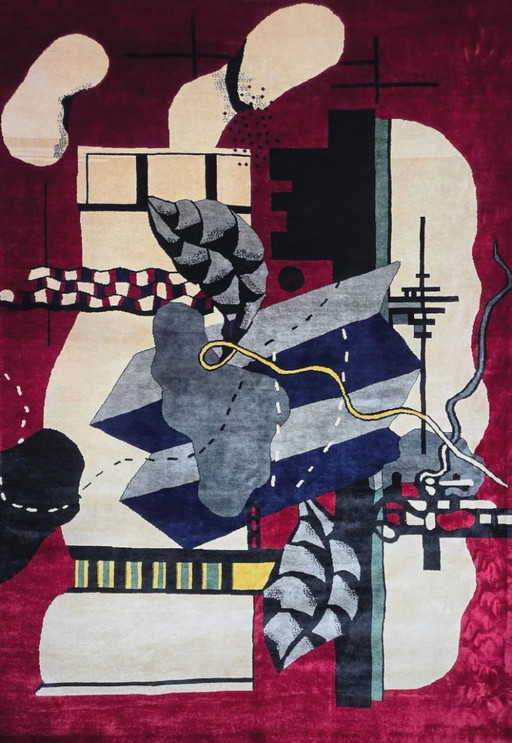 Handgeknoopt wollen tapijt – Fernand Léger Composition, Modern Art Textile (205 x 290 cm) – vloerkleden en tapijten, Cotton