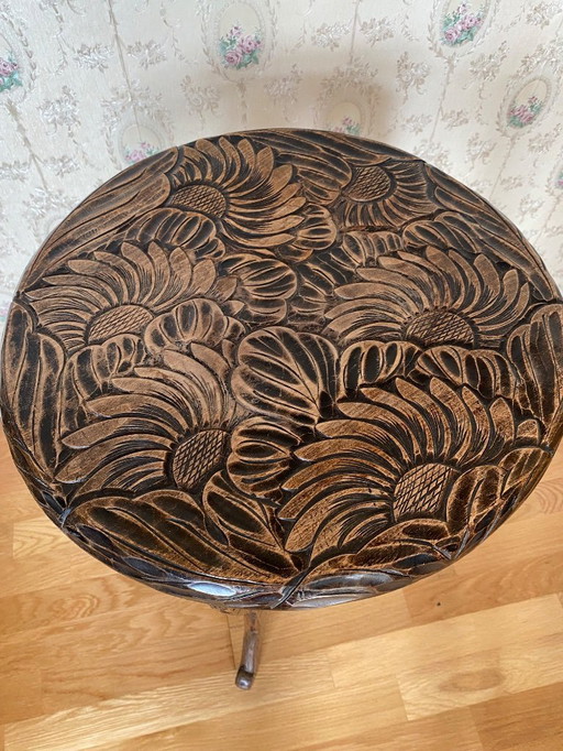 Unique hand-carved wooden plant or side table Bali style