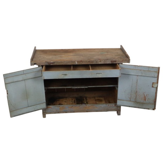 Image 1 of Characterful Old Blue Workbench Sideboard