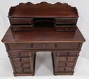Antique solid English mahogany standing wall desk