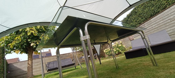 Image 1 of Space age eettafel donker glas