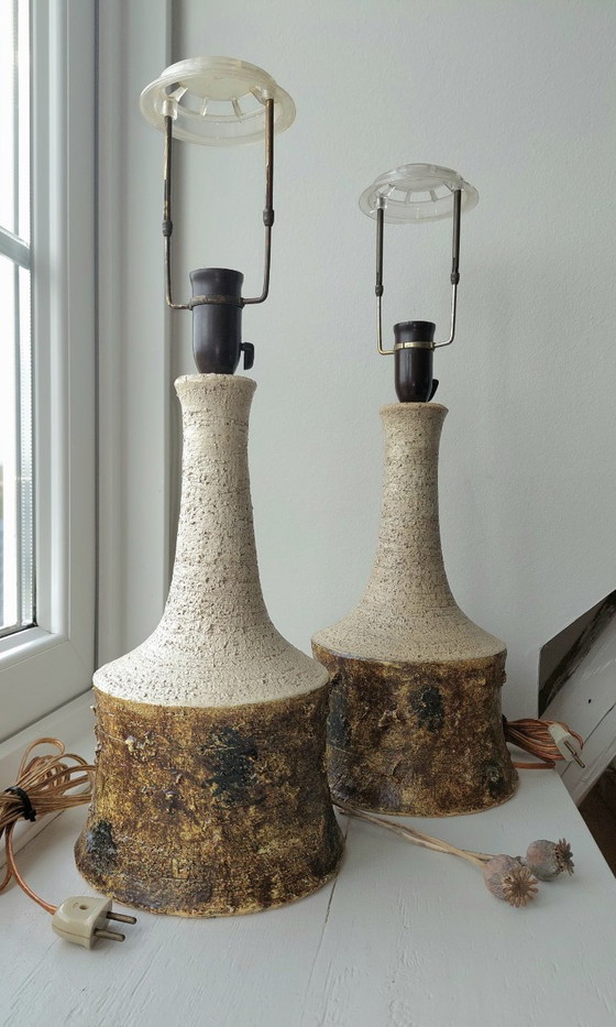 Image 1 of Set of Vintage Bartholdy keramik lamps - Danish Design - h 65 cm.