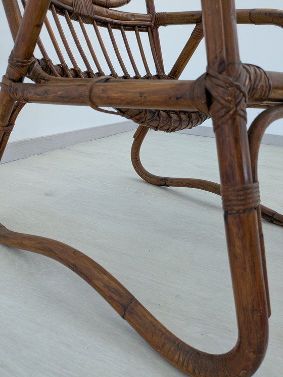 Image 1 of Salon en bambou - Fauteuils, table basse et porte-manteau - Vintage