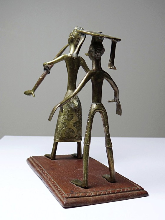 Image 1 of Fon figurine, Dahomey, Benin, vintage craftsmanship 1950s-1970s brass/bronze