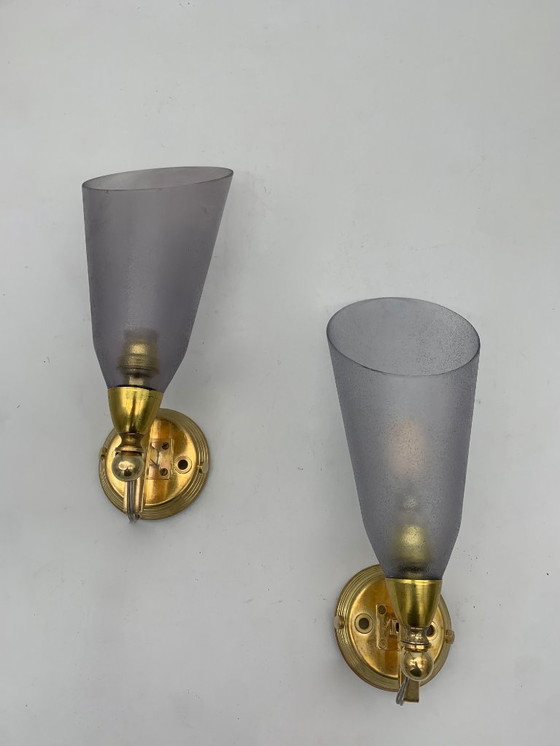 Image 1 of Pair of vintage glass wall lamps made in Italy by Seguso in 1950