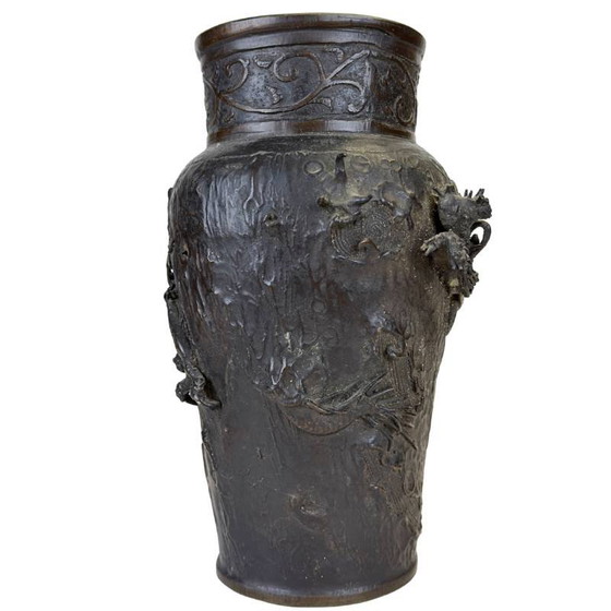 Antichi Vasi giapponesi Meiji Drago – Firmati 'Dai Nippon' – Bronzo Sawari (Coppia) – Bronze (photo 7 of 10)
